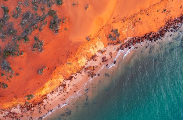 Aerial view at sunset of coast around Cape Peron at Shark Bay